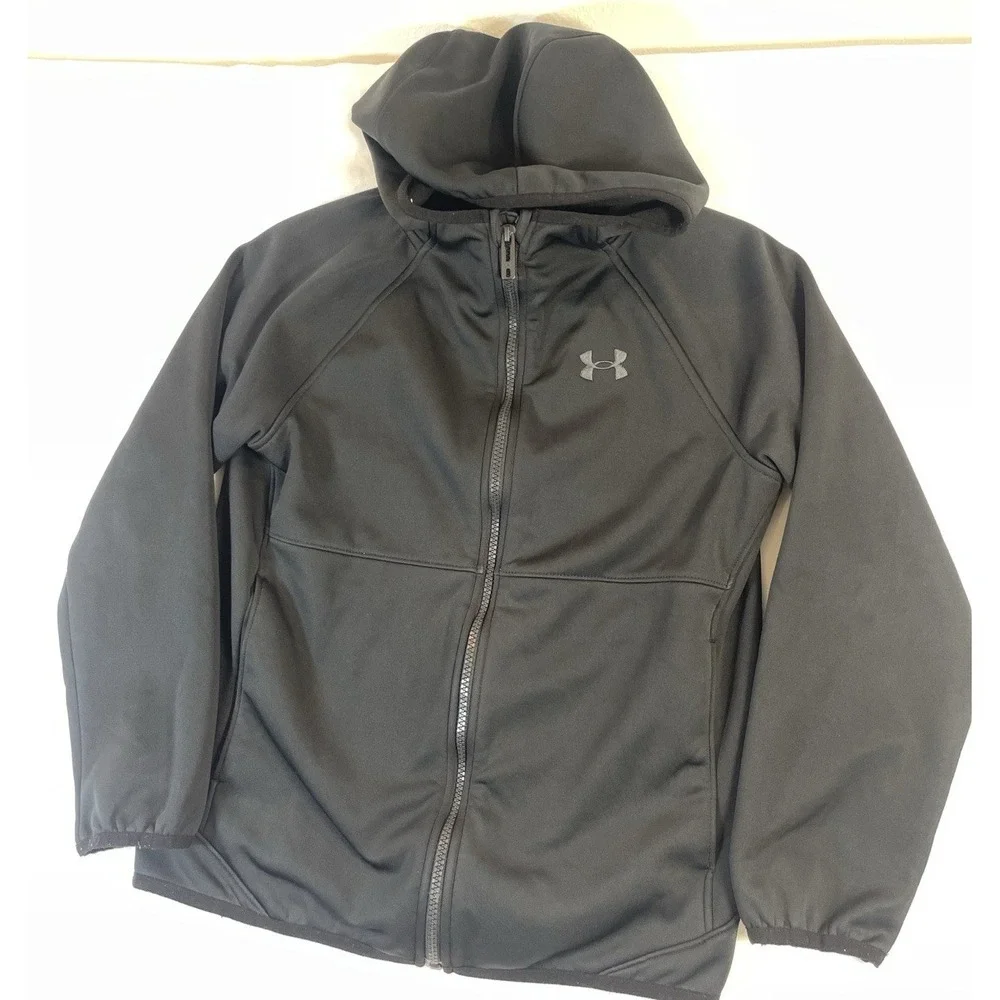Under Armour Youth Medium Full Zip Hooded Jacket Soft Shell Outdoor Coldgear